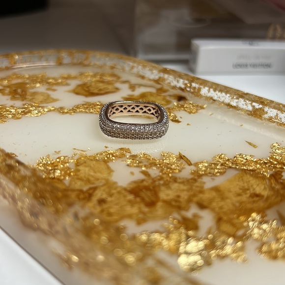 Sterling silver pave square ring, 4 count - Picture 6 of 8